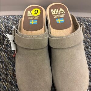 MIA Taupe Suede Slip-On Clogs